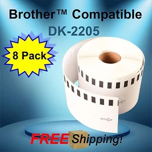 8 Rolls Labels123 Brand-Fits BROTHER DK 2205 P-Touch QL700 QL500 - 300 L/Roll - Picture 1 of 4