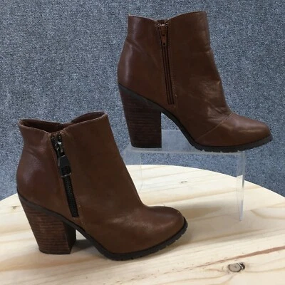 Call It Spring Boots Womens 8 Brown Ankle Booties Block Heels Zip Faux Leather - Image 1 of 4