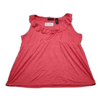 Camisa Pullover Axcess Para Mujer XL Rosa Sólida Sin Mangas Volantes Cuello Redondo Foto 1 de 4