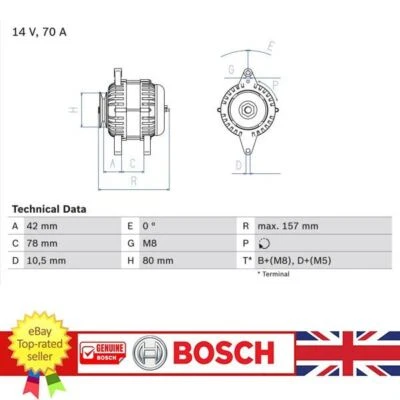 Alternador para Ford MAVERICK 96-98 Nissan TERRANO 93-07 1959007, 0986040850 Foto 1 de 2