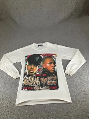 Camisa Chris Marrón y Arco Wow Niños Pequeña Blanca Y2K Tour Rap Hip Hop Ropa de Calle Foto 1 de 4