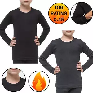 KIDS LONG SLEEVE THERMAL T-SHIRT BOYS GIRLS BASE LAYER CHILDREN UNDERWEAR TOP - Picture 1 of 16