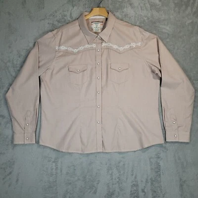 Camisa Panhandle Rough Stock Para Mujer 2XL Perla Rosa A Presión Western Rodeo Vaquera XXL Foto 1 de 4