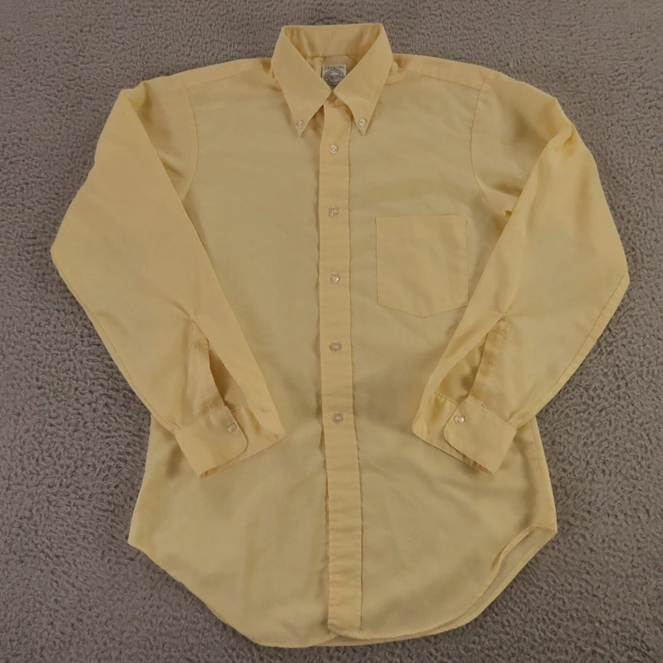 VTG Arrow Shirt Mens MYellow Dacron Polyester Cotton Decton Oxford OCBD USA - Image 1 of 4