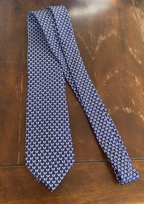 Bloomingdale’s The Men’s Store Butterfly Silk Tie Navy Pastel Easter Spring - Image 1 of 4