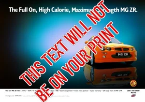 MG ZR 2 Seiten A3 Posterdruck Original Magazinanzeige (Glanzfotokarte) - Bild 1 von 1
