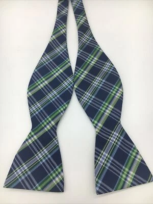 Pajarita Croft & Barrow mezcla seda nueva con etiquetas azul verde a cuadros Foto 1 de 3