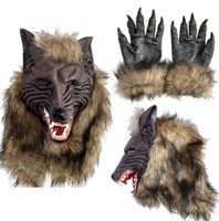 Halloween Werewolf Costume Wolf Head Mask and Claws Gloves for Halloween Cosplay Costume Wolf Mask and Claw Gloves