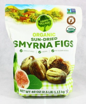 Happy Village Organic Sun Dried Smyrna Figs 40 Oz New Free Shipping 06/2026 - Image 1 of 2