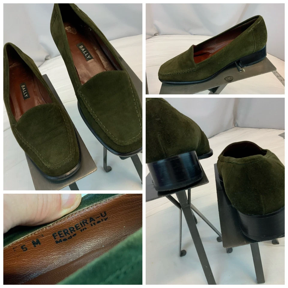 Zapatos sin cordones Bally Pumps talla 5 para mujer verde gamuza Ferreira Italia como nuevos YGI B1S-7 Foto 1 de 4