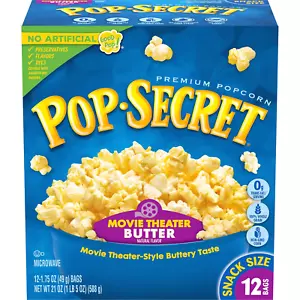 Microwave Popcorn, Movie Theater Butter Flavor, 1.75 Oz Snack Bags, (Pack of 12) - Picture 1 of 12
