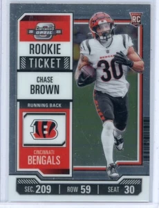 Boleto de novato de fútbol americano óptico Contenders 2023 Cincinnati Bengals Chase Brown - Imagen 1 de 2