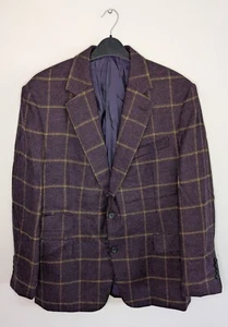 Thom Sweeney Hand Tailored Wool Purple Check Jacket Mens Size 40 Bespoke - Picture 1 of 11