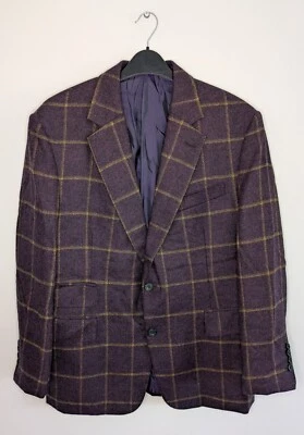 Thom Sweeney Hand Tailored Wool Purple Check Jacket Mens Size 40 Bespoke - Image 1 of 4