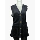 Vintage Fashion Formula Longline Vest Dress Black Front Pockets S/M Lightweight