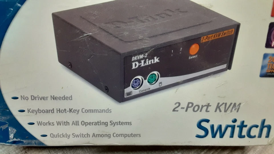 D-Link 2 Port KVM Switch Multi Computer Management (Unopened Sealed Factory New) - Image 1 of 4