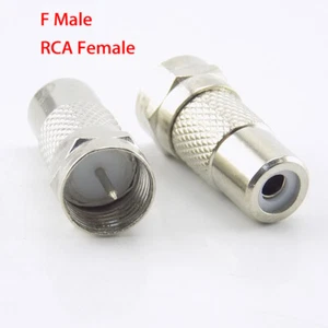 2/10pcs F Male Plug to RCA Female Jack Adapter Coax Cable TV AV Video Connector - Picture 1 of 6