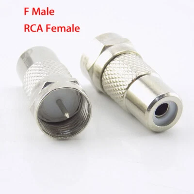 2/10pcs F Male Plug to RCA Female Jack Adapter Coax Cable TV AV Video Connector - Image 1 of 4