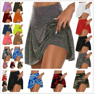 Women Pleated Tennis Golf Skirt with Shorts Workout Running Skort Yoga Gym Dress - Picture 1 of 25