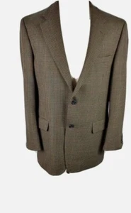 jos a bank Men's Sz 43L Green Herringbone 100% wool Sport Coat B11 - Picture 1 of 12