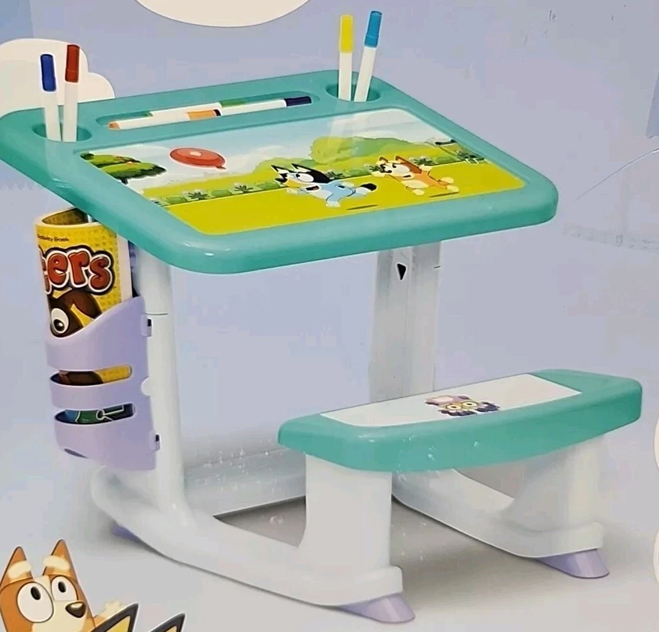 Bluey Draw and Play Desk with Markers & Coloring Pages - Creative Space for Kids