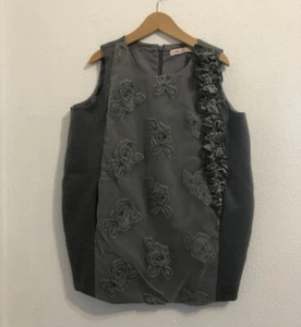 MISS BLUMARINE girls dress dress grey flowers applied size 6 years - Picture 1 of 10