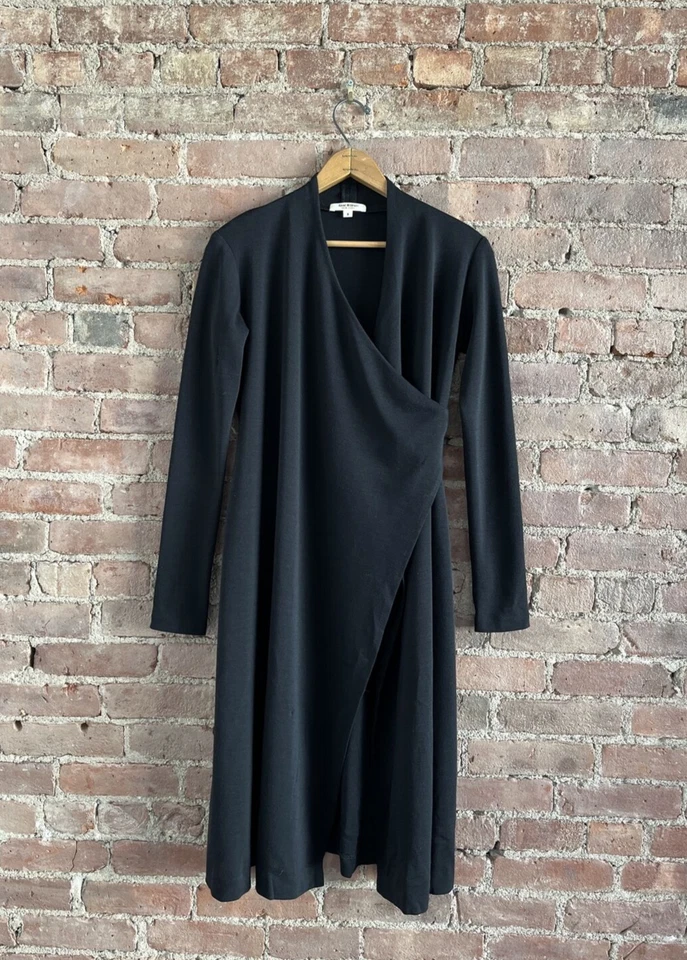 Cárdigan largo vintage Isaac Mizrahi para mujer, talla pequeña, negro 100 % lana EE. UU. 80’s Foto 1 de 4