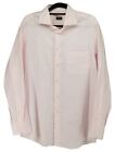 Windsor Men's Plaid 100% Cotton Convertible Cuff Pink Long Sleeve Dress Shirt 17
