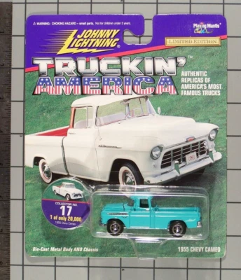 Johnny Lightning 1997 Truckin' America, 1955 Chevy Cameo, turquesa Foto 1 de 2