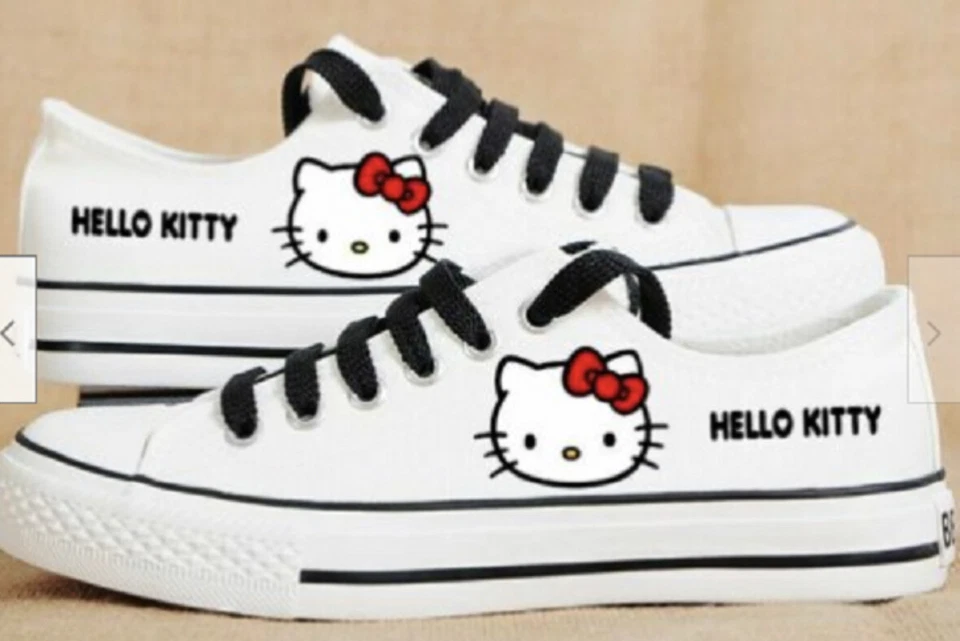 White Women Sport Flat Kitty Sports Sneakers 6,7,8,9 Hello Kitty Sanrio Kawaii - Image 1 of 4