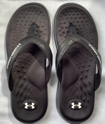 Женские черные сандалии-шлепанцы Under Armour размер 8 новые с ценниками стринги шлепанцы - Изображение 1 из 4