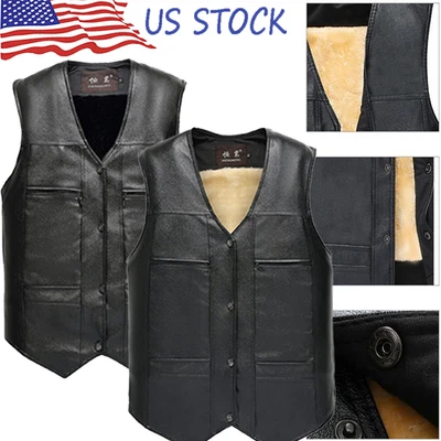 Chaleco de cuero para hombre Chaleco de motociclista Oculto Llevar táctico Vellón Cálido Foto 1 de 4