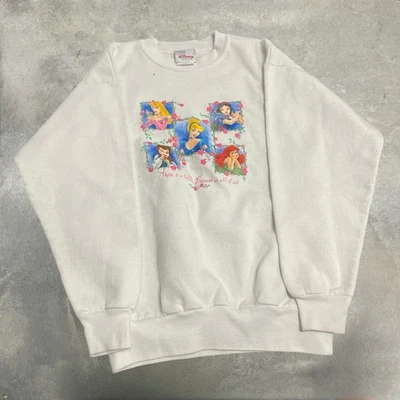 Sudadera Princesa Disney Años 90 De Colección Niños Talla 10 12 Blanca Linda Cuello Redondo Foto 1 de 4