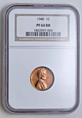 1940 Proof Lincoln Wheat Cent NGC PF 64 RB - Image 1 of 4