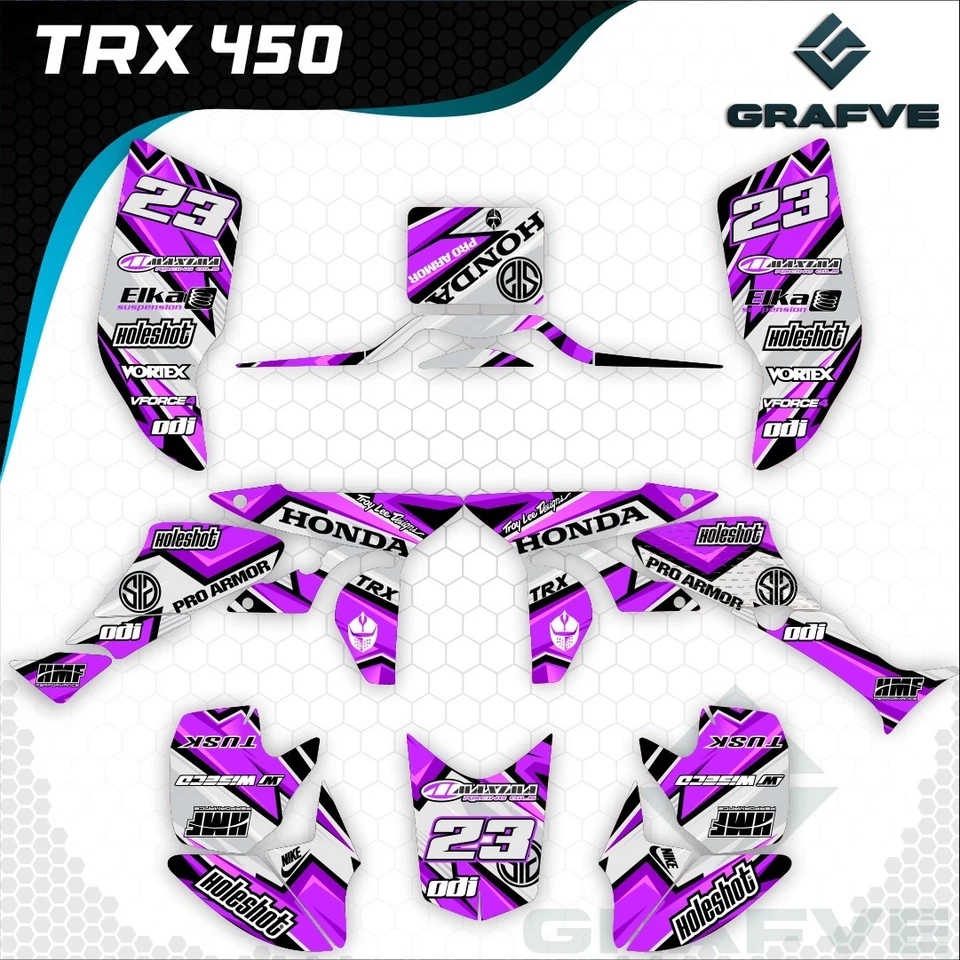 Kit Gráficos Calcomanías Personalizadas Adhesivas Honda Trx450R 2005-2018 TRX 450 ATV Vinilo Foto 1 de 1