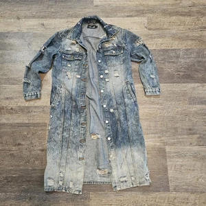 Chaqueta de jean larga Thrill para mujer envejecida talla pequeña - Imagen 1 de 2