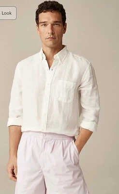 New J. Crew  Mens Baird McNutt Irish Linen Button up Shirt  Size Small White - Image 1 of 4