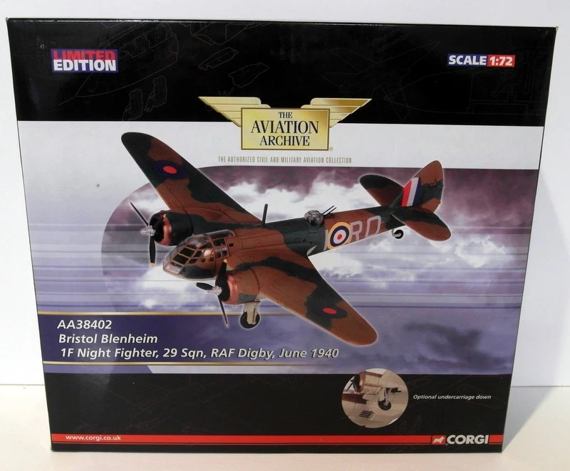 Corgi 1/72 Scale Diecast AA38402 Bristol Blenheim 1F Night Fighter 29Sqn RAF 40 - Image 1 of 3