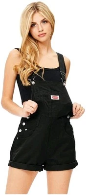 Revolt Women's Juniors Classic Black Twill Short Overalls Size Small    RW3 - Image 1 of 4