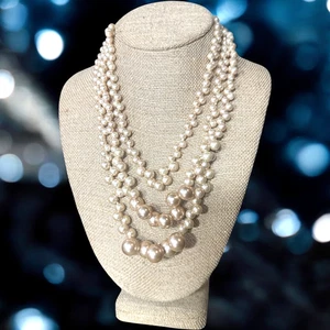 Lia Sophia Halskette goldfarben champagnerfarben Kunstperlen Lagenlook LS530 - Bild 1 von 4