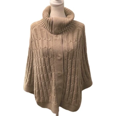 Sweater Cape Womens Large Cable Knit With Snap Front  - Image 1 of 4