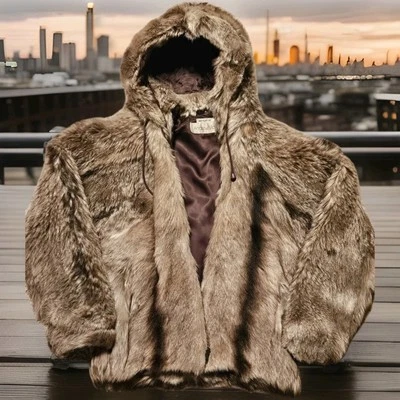 Vintage Andrew Marc Himilayan Nanny Goat Fur Jacket Hoodie. Sz M. COZY CLASSIC  - Image 1 of 4