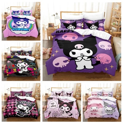 Kuromi Girl Duvet Doona Cover Double King Bedding Set Quilt Cover Cartoon Happy - image 1 of 4