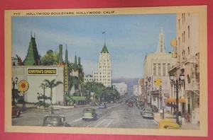 VTG POSTCARD-HOLLYWOOD BOULEVARD-HOLLYWOOD CALIFORNIA-CA - Picture 1 of 2