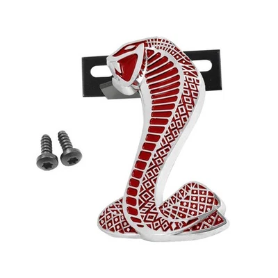 1994-2004 Ford Mustang Cobra Snake Red & Chrome LH Grille Emblem 2 3/4" - Image 1 of 2