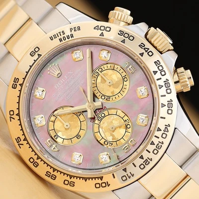 ROLEX DAYTONA COSMOGRAPH 116503 BLACK MOTHER OF PEARL DIAMOND 18K GOLD SS WATCH - Image 1 of 4
