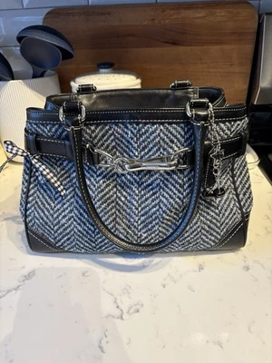 Cartera Coach Hamptons de lana espiga. Azul/Negro. Usado en excelente estado. Foto 1 de 4