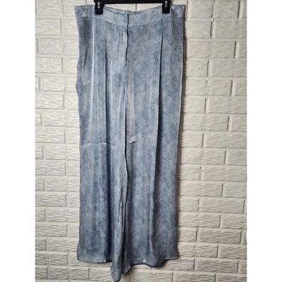 Pantalones Michael Kors Azul Satinado Pierna Ancha Iridiscentes Elegantes Informales Nuevos con Etiquetas $135 Talla 1X Foto 1 de 4