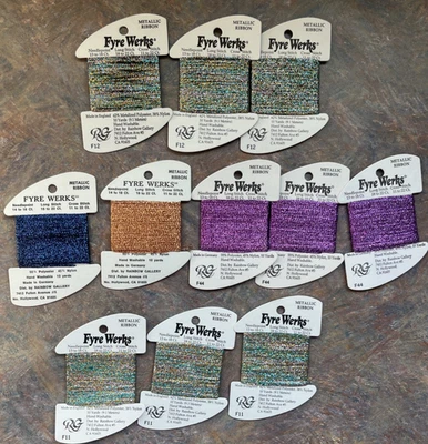 Lot of 11 - Fyre Werks Metallic Ribbon Thread by Rainbow Gallery - Free Shipping - Image 1 of 4