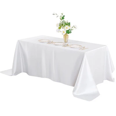 Mantel De Tela Satinada Para Mesa Rectangular Blanco 60x102 Pulgadas Fiesta Boda Foto 1 de 4